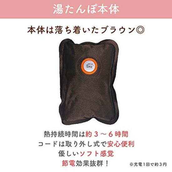 Kosei Hot Water Heat Electric Cold Protection ECO-TANPO Bottle, Rechargeable, Cordless, Storage, Heating, (Brown)