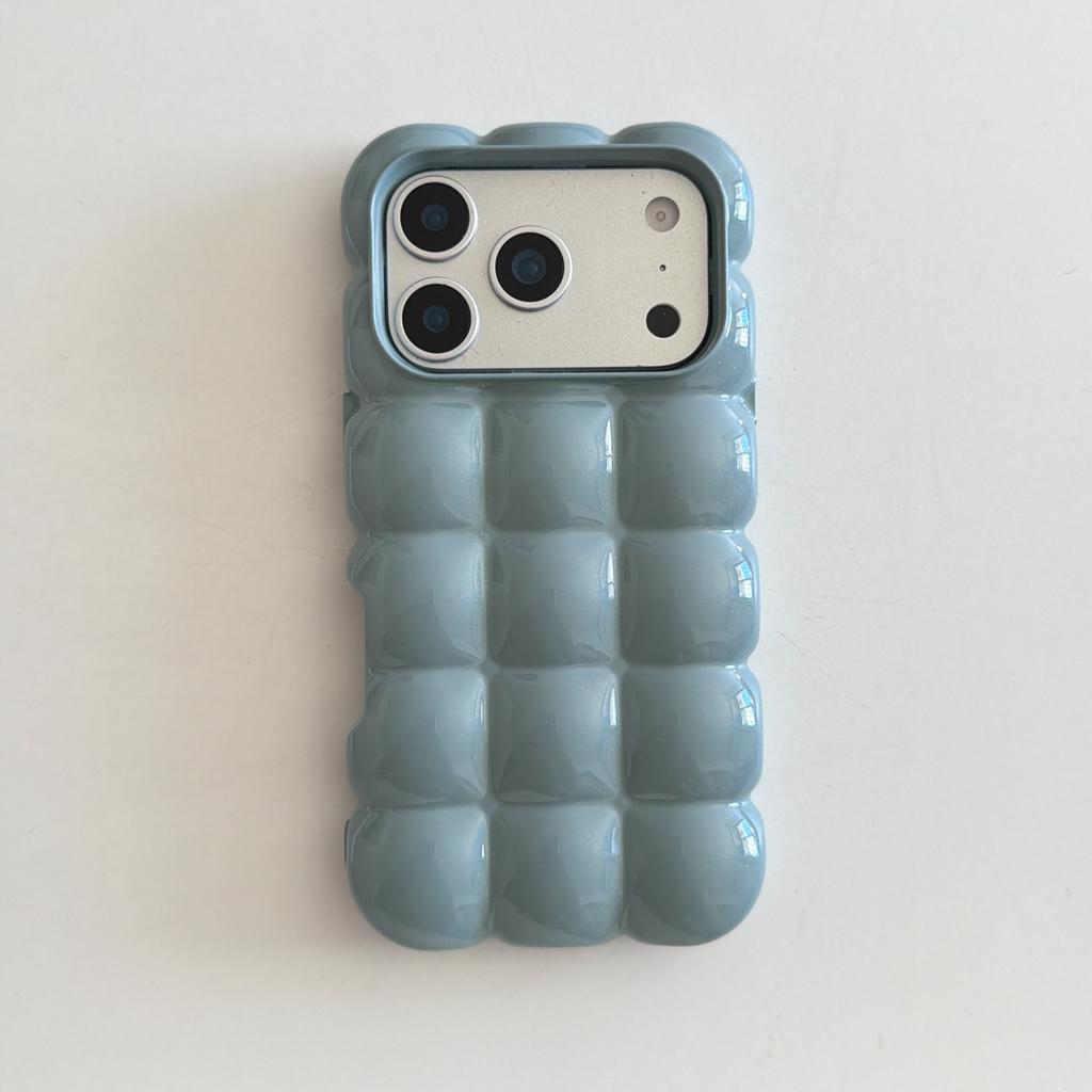 Custodia per Telefono Cover Case Colore Solido Lucido Opaco Placcata con Motivo a Griglia per Pane Stereoscopico Creativo per iPhone 17 16 15 14 13 12 Pro Max