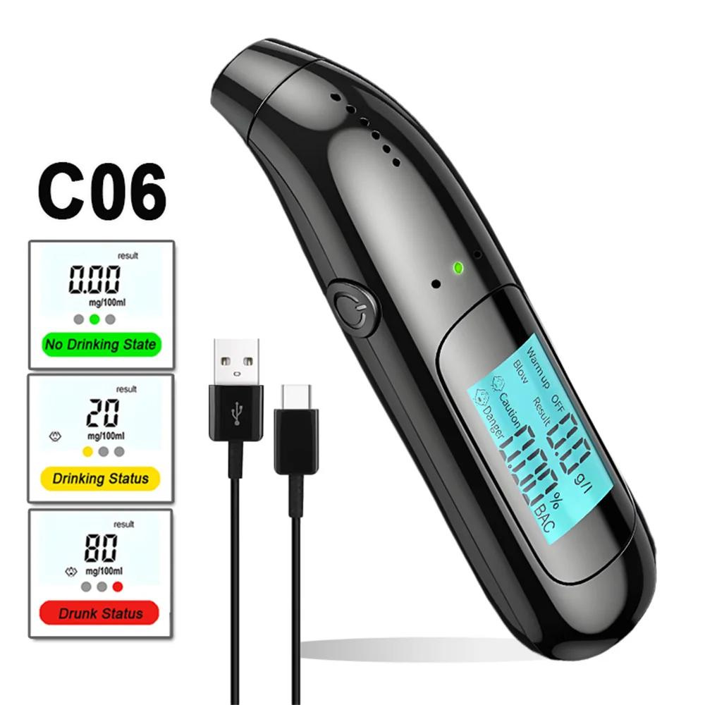

Алкотестер Портативный Бесконтактный С ЖК-дисплеем Алкотестер USB Перезаряжаемый Инструмент Для Теста На Алкоголь Дыхания С 3 Лампочками