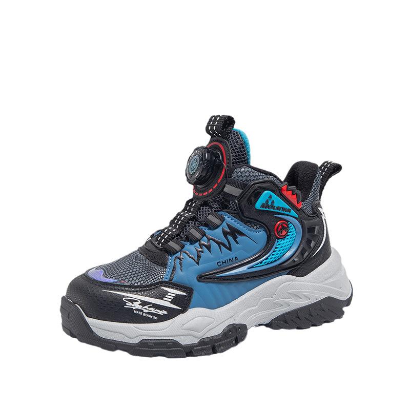 Cool Personality Rotating Button Shoes Wear-resistant Outdoor Hiking Shoes Winter Velvet Warm Boys Shoes Fashion
