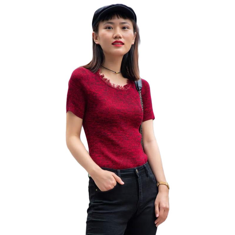 Anlom Women's Summer Ice Silk Short Sleeve Knit Top