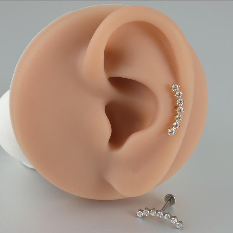 G23 Titanium Zirconia Ear & Lip Stud with Micro-inlaid Zirconia