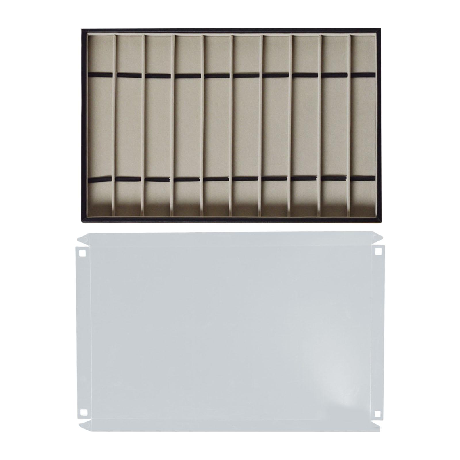 

10-ячеечный лоток для хранения ремешков для часов с прозрачной крышкой для браслетов, ожерелий, органайзер для ювелирных изделий, витрина из искусственной кожи серый