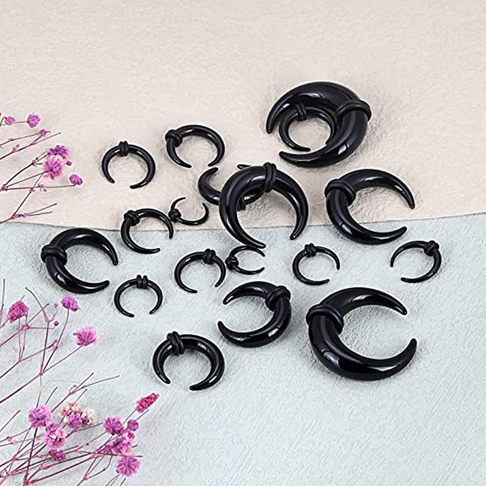 WKOUD 18Pcs Acrylic Septum Pincher Tapers C Shape Buffalo Ear Taper Kit Stretching Expander Rings for Nose Ear Gauges