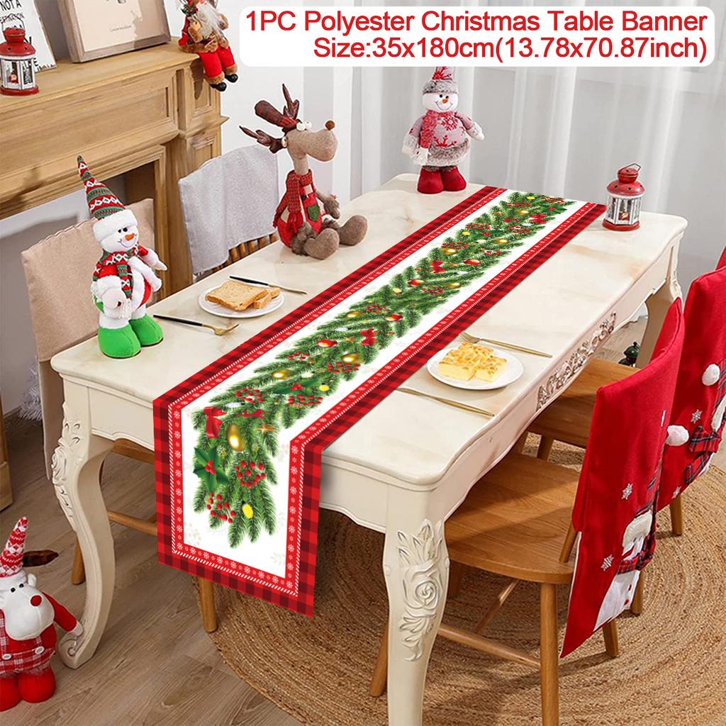 Christmas Table Runner Cloth Merry Christmas Decoration for Home 2024 Tablecloth Xmas Ornament Navidad Natal New Year Gift 2024