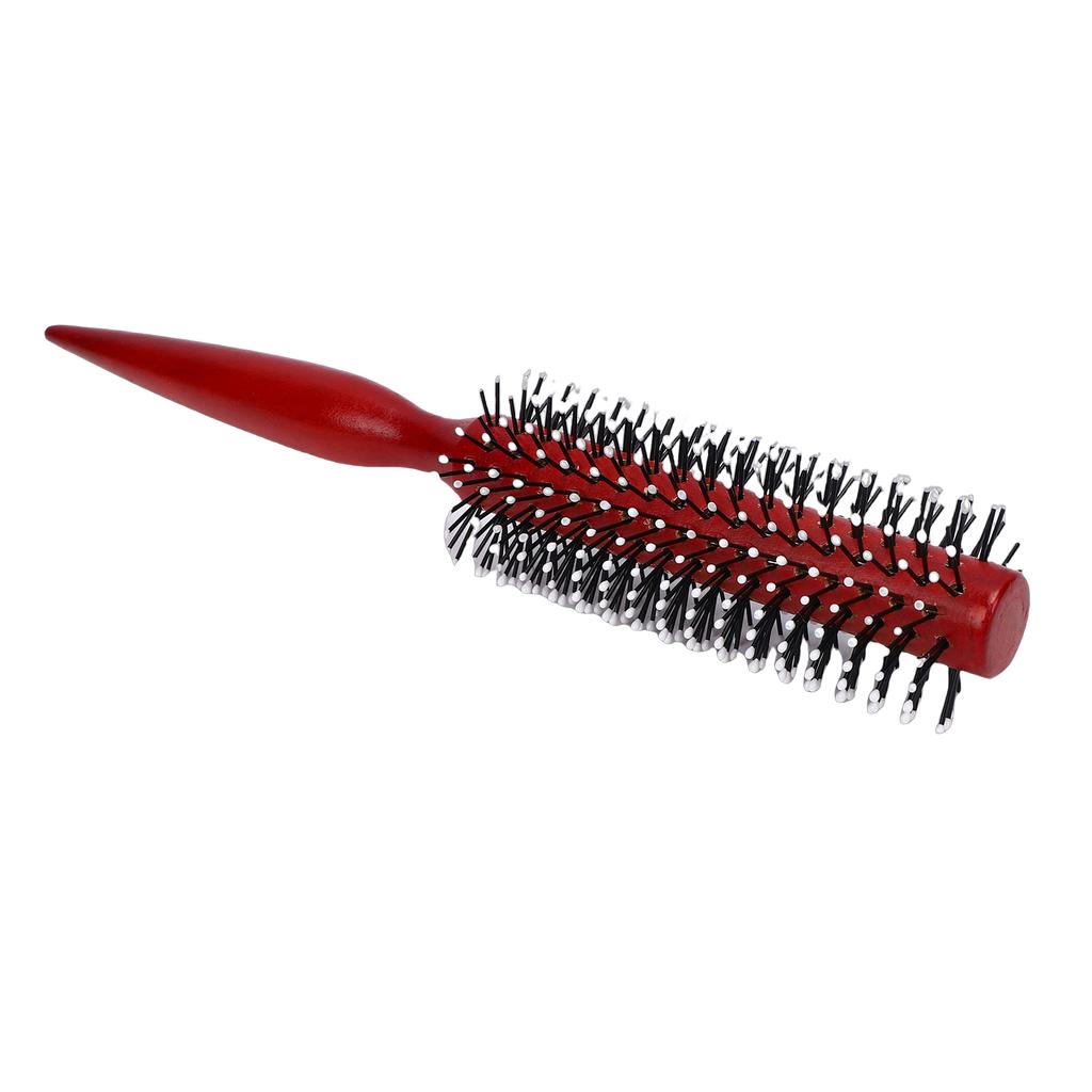 Round Styling Hair Brush Anti Static Handle Reduce Frizz Wooden Curling Roll Hairbrush for Salon Home Use L 8.9 X 1.7in