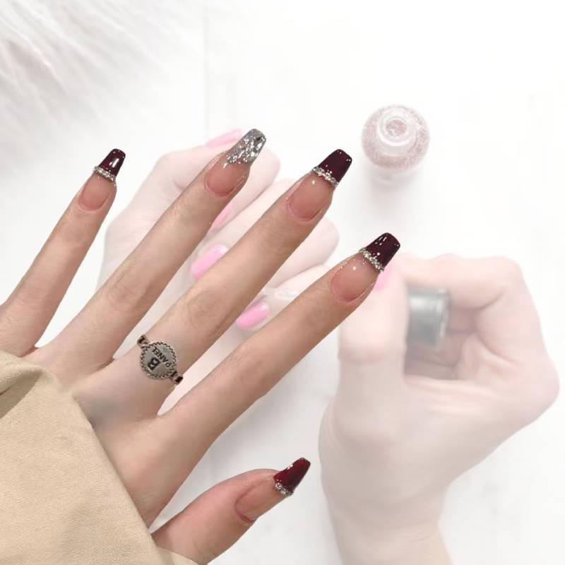 Nail Handcrafted Wearing Cherry Red  Art Highgrade Fashionable Popular Trend