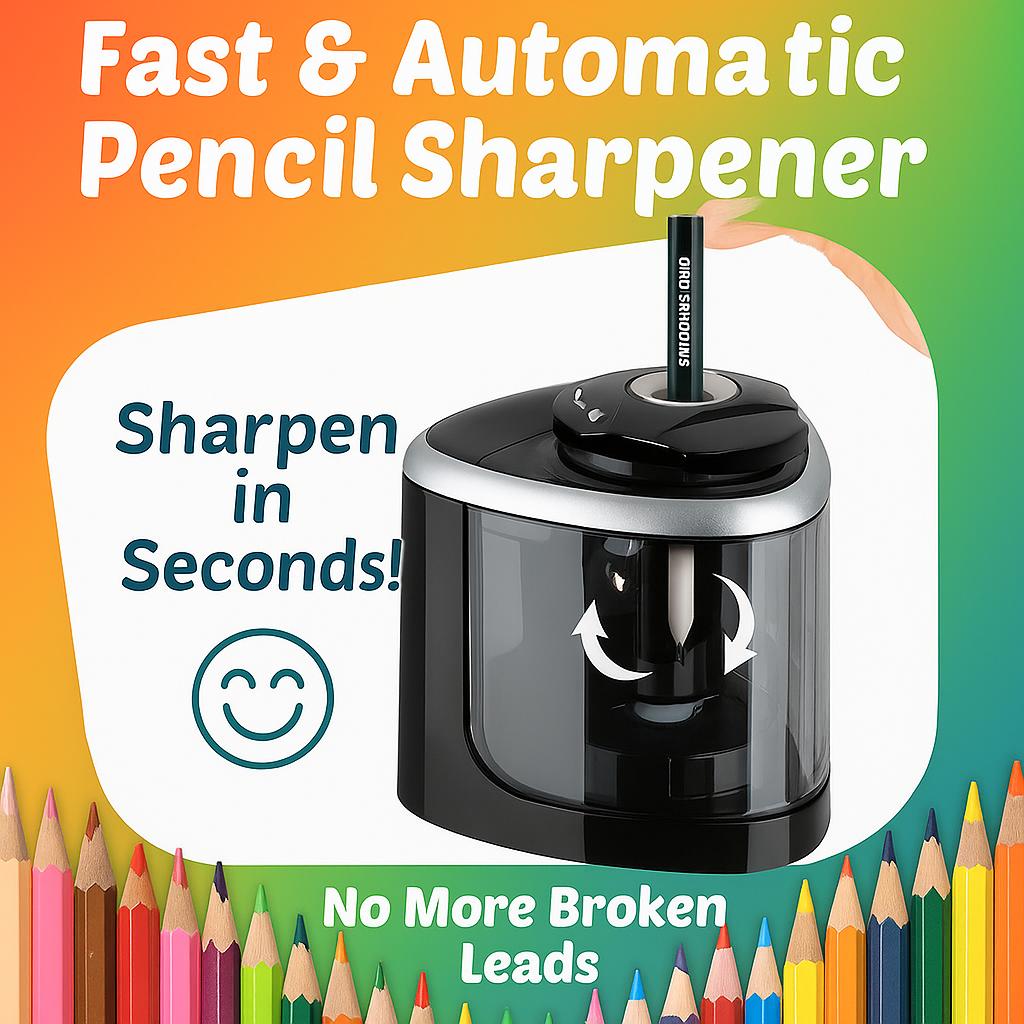 Electric Pencil Sharpener, Automatic Pencil Sharpener for Kids, Portable Battery Operated Sharpener for School, Colored Pencils