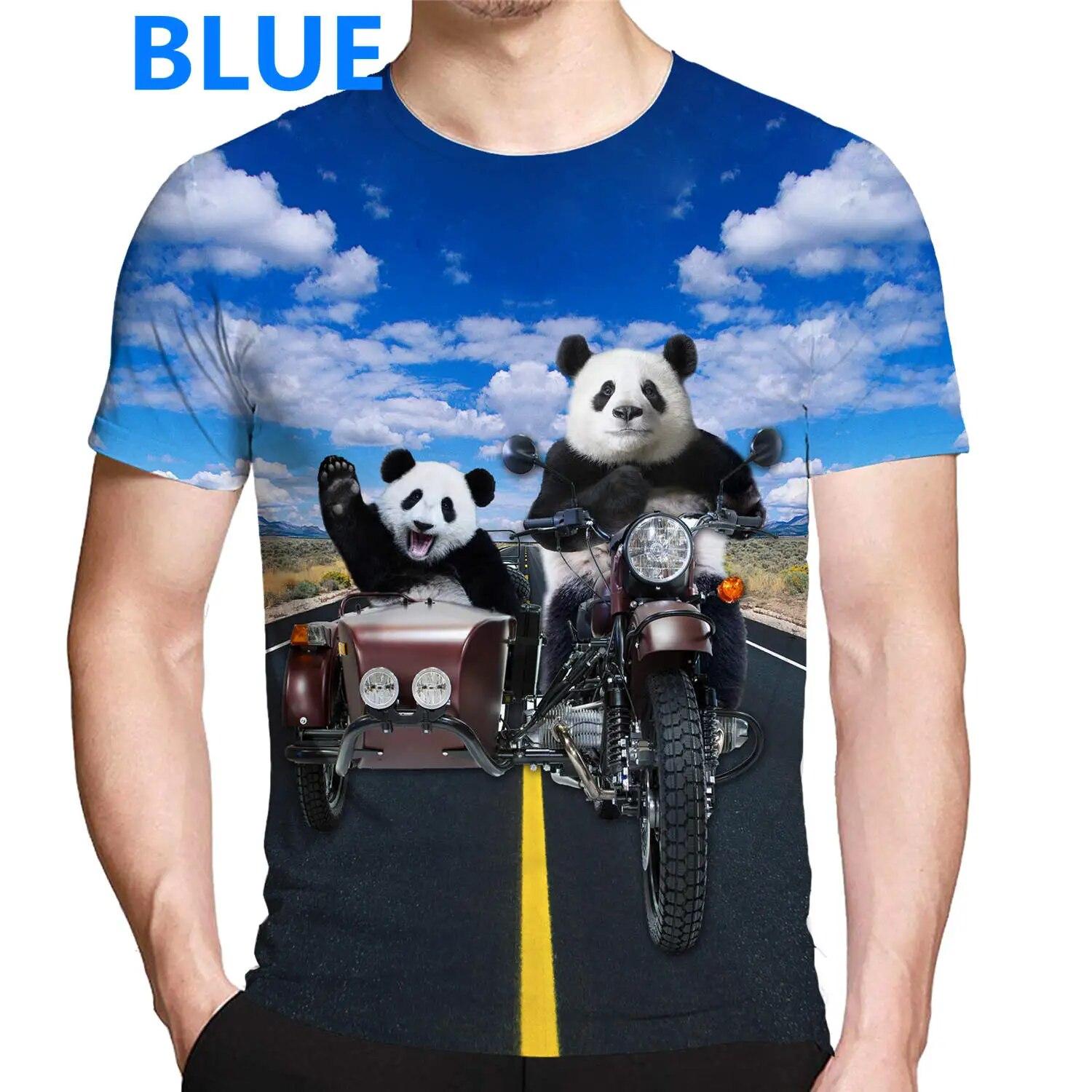 

Летние мужские модные футболки, большие размеры, футболка с забавным животным, пандой, 3d принтом, Свободная одежда, футболка с короткими рукавами
