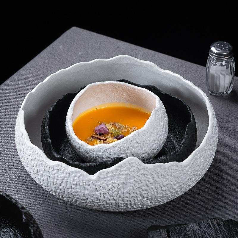 Ceramic Plate Creative Rock Pattern Alien Fruit Salad Plate El Restaurant Deep Plate Premium Dessert Bowl Ceramic Tableware
