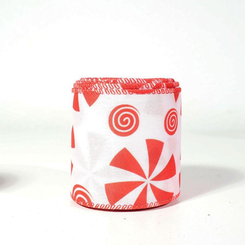 Candy Printed Christmas Bow Ribbon Handmade DIY Xmas Tree Ribbon Xmas Bows Decorative Bow Decorative Webbing Bouquets Wrapping