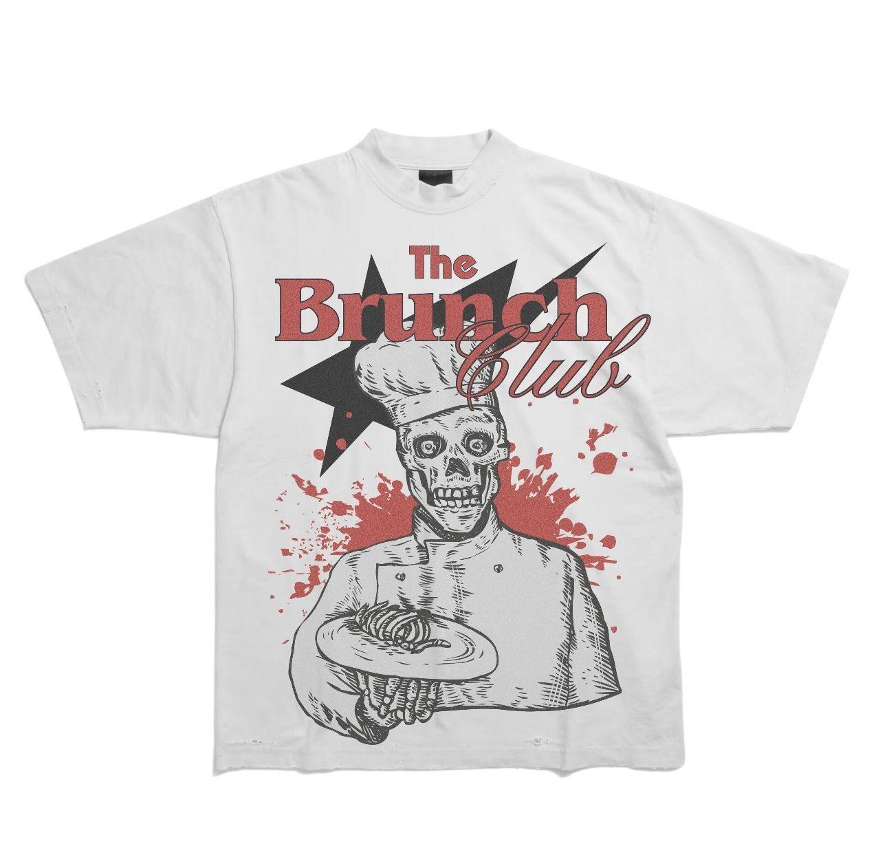 New The Brunch Club Skull Chef Graphic Print Short Sleeve Unisex S-5XL T-Shirt S разноцветный