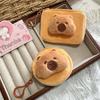 Cute Capybara Plush Coin Purse Zipper Change Purse With Keychain Small Headphone Lipstick Bag Mini Wallet Money Bag Kids Gift