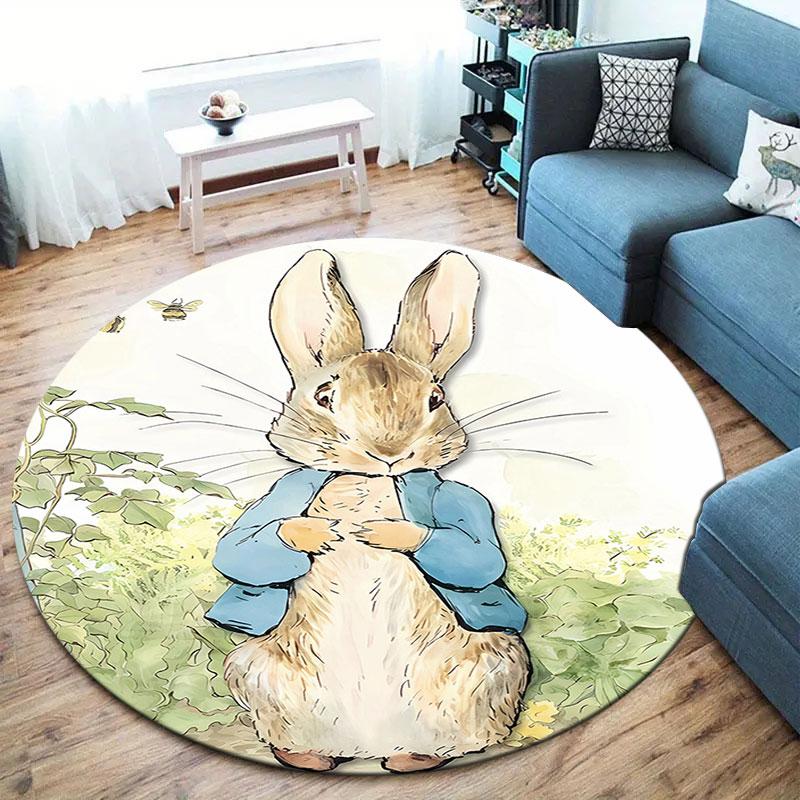 The Tale of Peter Rabbit Round Area Rug,Carpet Rug for Living Room Bedroom Sofa Playroom Decor,Non-slip Floor Mat