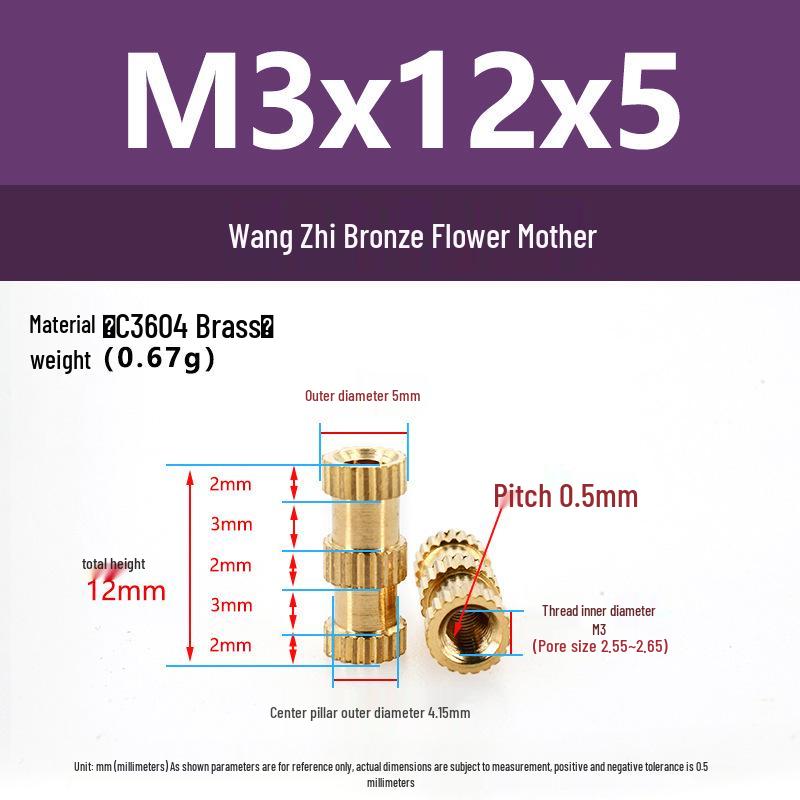 M1-M10 Knurled Brass Heat Insert Nut for Injection Molding