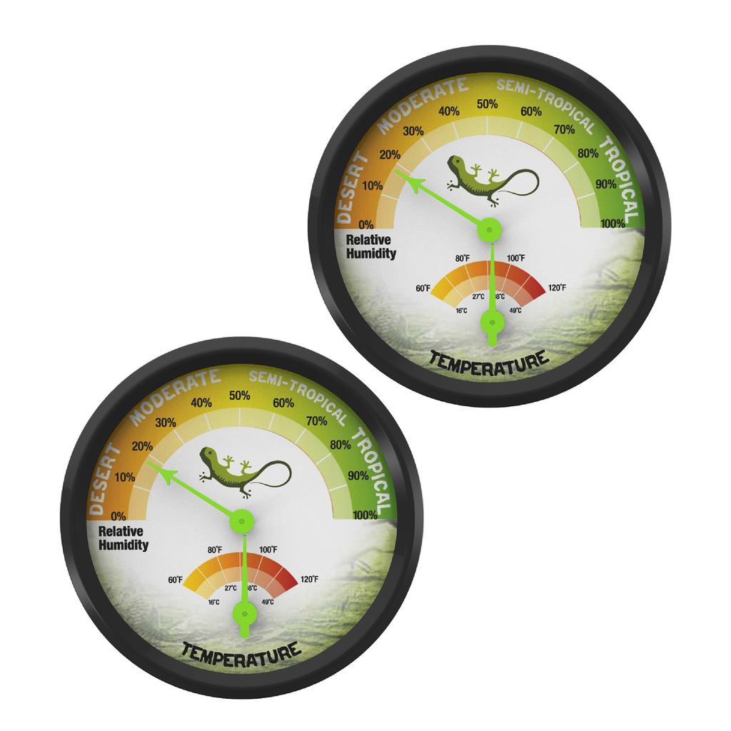 1-2pc Lizards Reptile Thermometer & Hygrometer with Suction Cup & Tape, NO-Battery, Terrarium Thermometer Pet Rearing Box