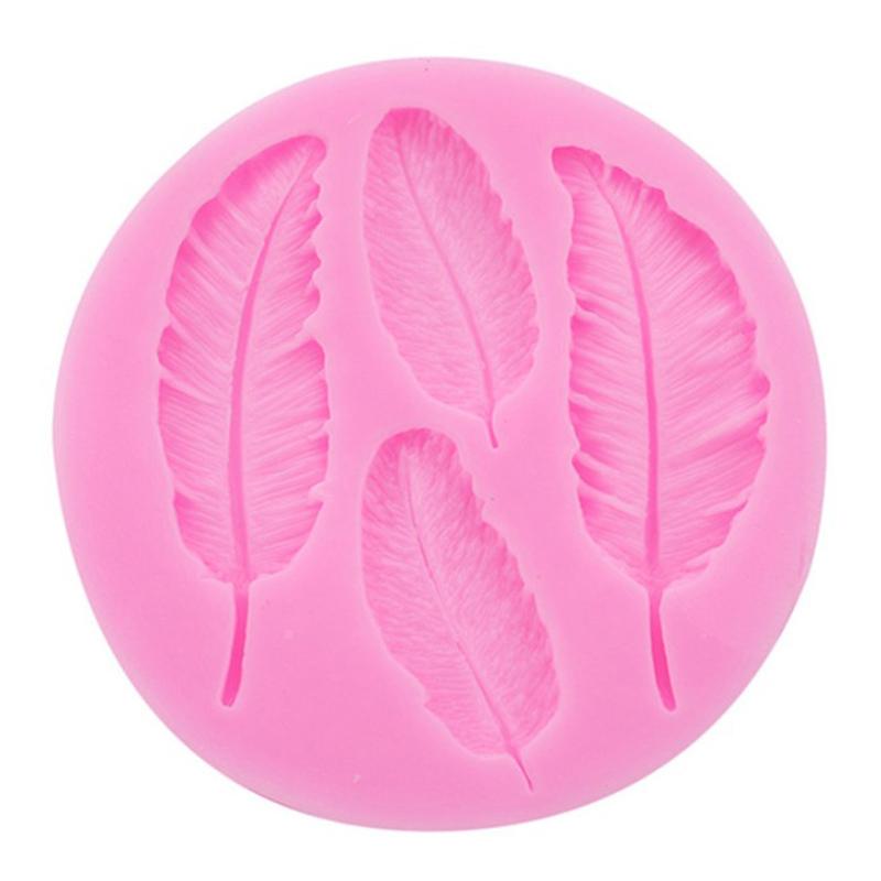 Leaves Feather Shaped Reverse Sugar Fondant Cake Silicone Mold Decoration Tool