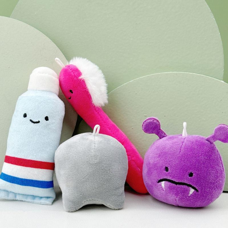 1Pc Cute Fun Plush Keychain Tooth Shape Pendant Mini Toothpaste Toothbrush Keyring Dental Cute Model For Kids Brushing Learning