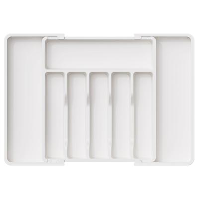 Lifewit Silverware Drawer Expandable Utensil Tray for Adjustable Dish Holder and Cutlery Compact Plastic Storage for Spoons Forks White Organizer,