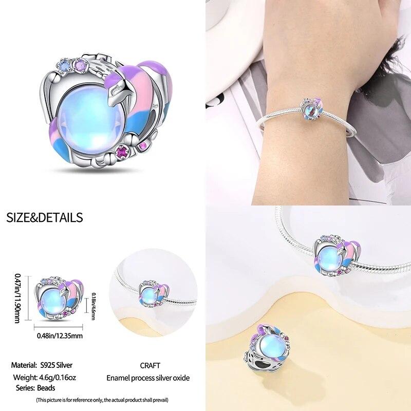 2024 Original New In Fairy Tale Town Series Round Heart Shaped Beads FitNew Bracelet 925 Silver Women Bead DIY Jewelry Gift