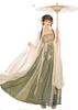 [Housaku Co., Ltd.] Ancient Hanfu Classical Beauty Elegant Chinese Court Costume Cosplay Set Tang Suit Haori Long Skirt 6-Piece Set (L, Natural Green)