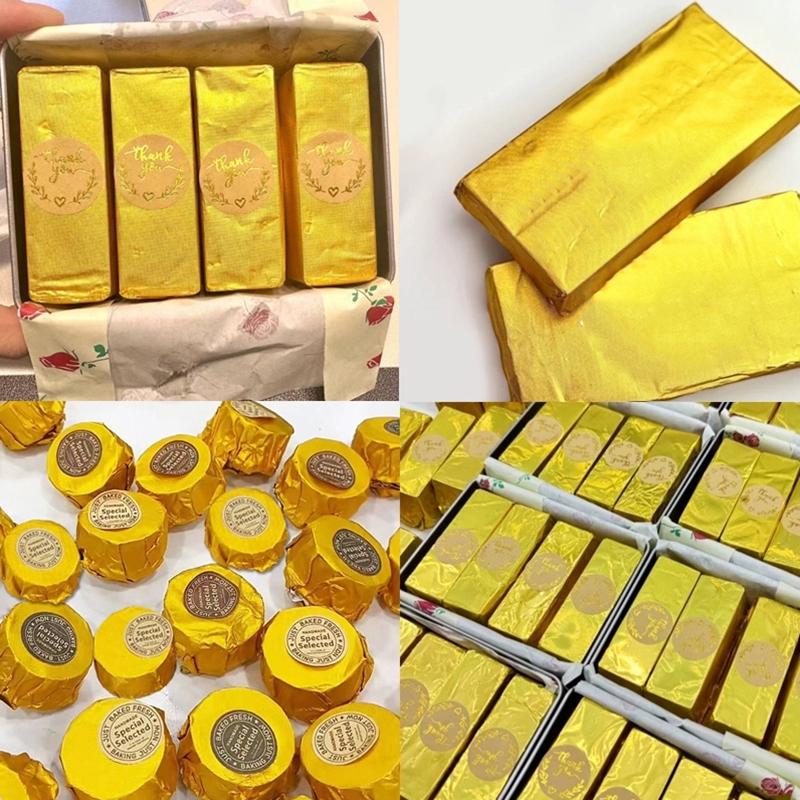100Pcs 20*20Cm Diy Food Aluminum Foils Wrapping Paper Sheets Packaging For Chocolate Candy Wedding Party Birthday Gift Decor