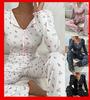 Women's European Style Bowknot Pajama Set - Long Sleeve Top & Elastic Long Pants, Printed, Casual, and Sexy for Indoors or Outdoors.