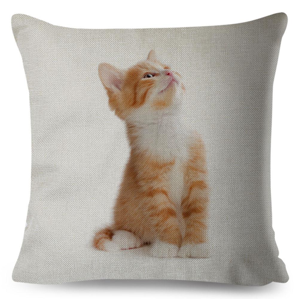 Cute Cat Pillowcase Decor Lovely Pet Animal Print Cojines Cushion Cover Polyester Pillow Case for Home Sofa Children Room 45x45
