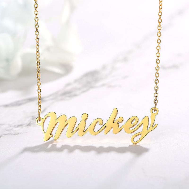 Vnox Personalized Name Necklace Custom Made Any Name Font Stainless Steel Metal Women Jewelry