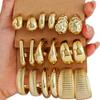 Women's Geometric Gold Teardrop and Twist Earring Set (3-9 Pairs)