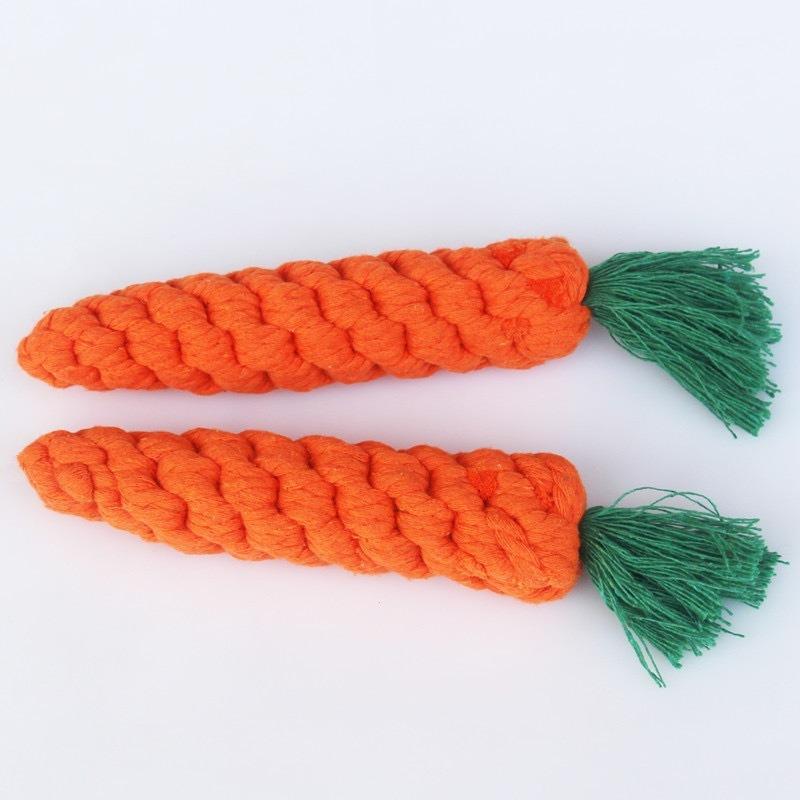 Dog Chew Toy Carrot Dog Bite Rope Pet Dog Toy Dogs Molar Teeth Cleaning Cotton Rope Puppy Carrot Cotton Rope Pet Toy Accessories