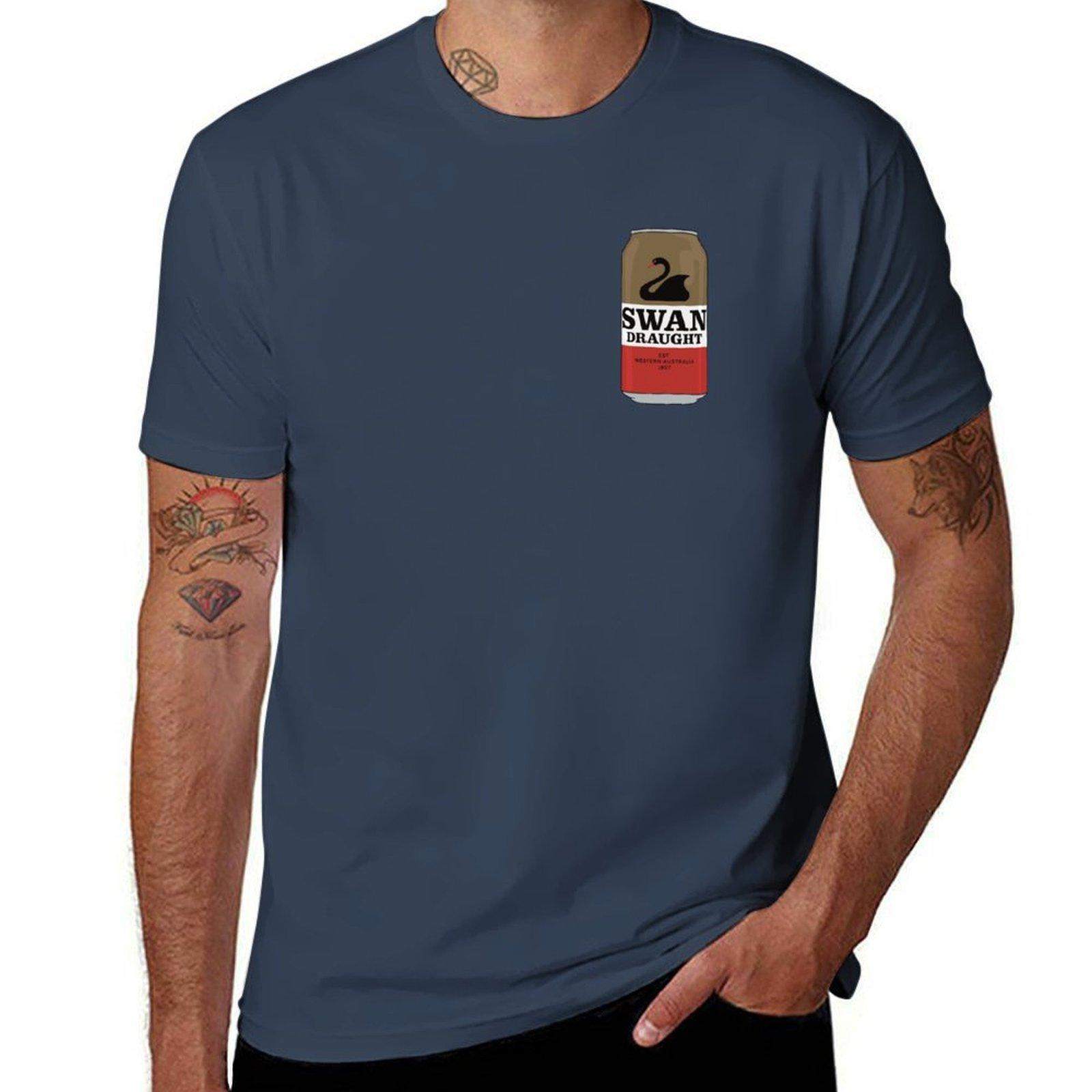 Handdrawn Swan Draught Can Tshirt Modern Style Print Tshirt S