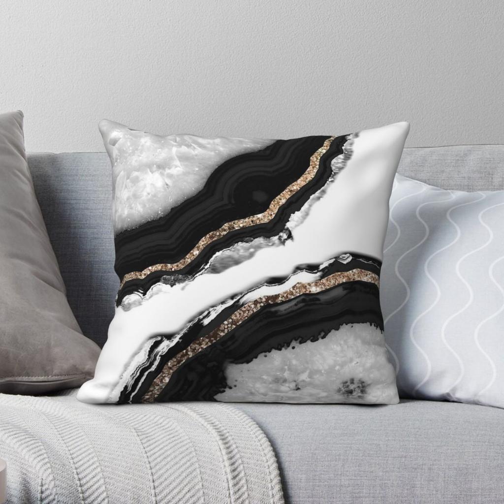 Agate Rose Gold Glam Square Pillowcase Polyester Linen Velvet Pattern Zip Decor Throw Pillow Case Home Cushion Cover