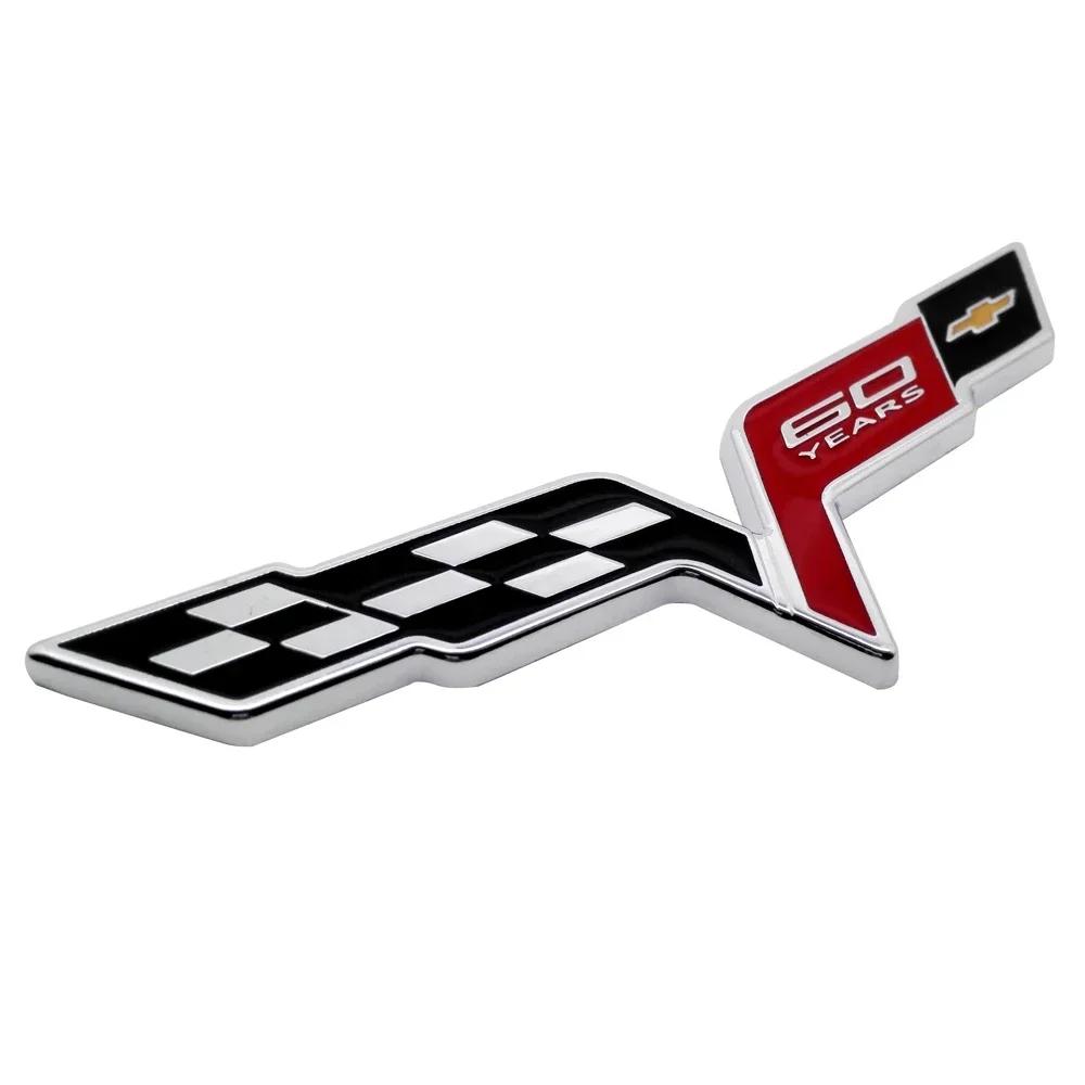 For Chevrolet Corvette 60 Years Camaro Aveo Cruze Malibu Captiva Trax Niva Captiva 3D Metal Car Fender Rear Trunk Emblem Sticker