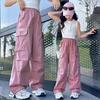 Girls' Overalls, Spring and Summer, Children's Trousers, Big Children's Summer Casual Straight Loose Pants