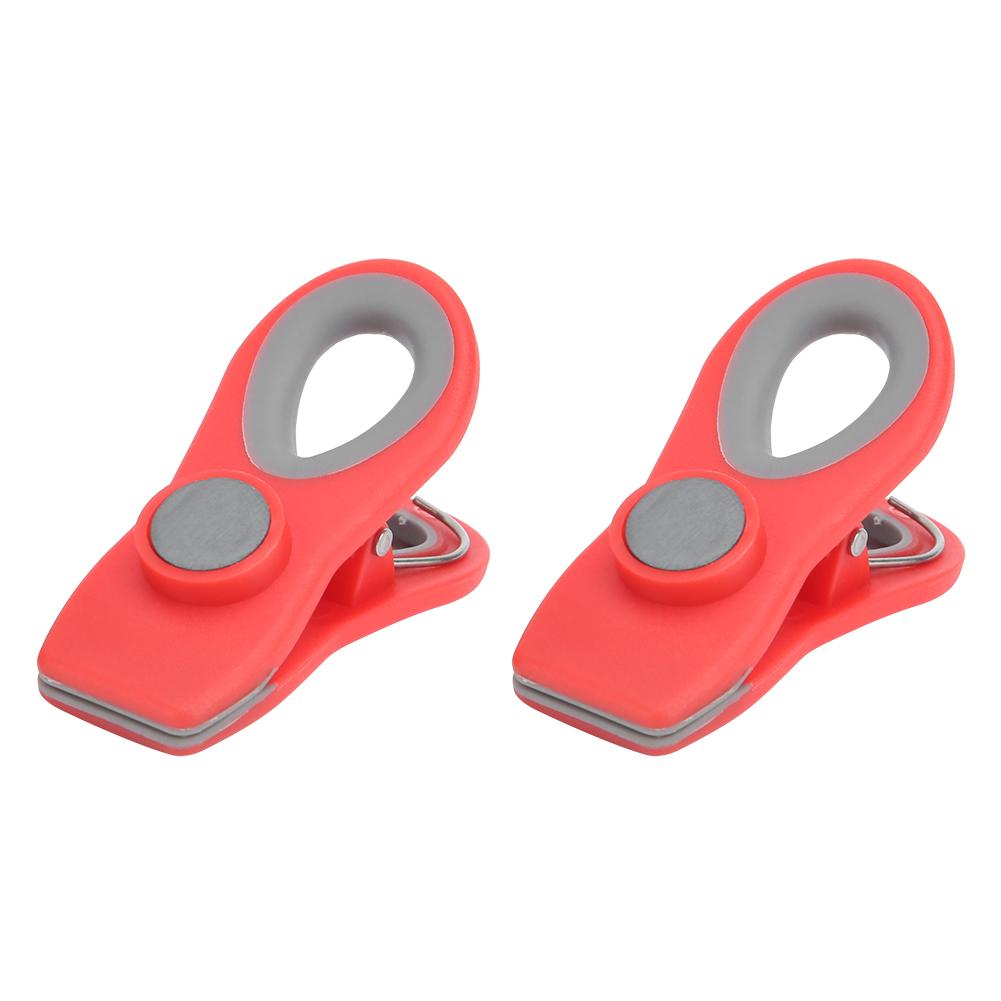 2 Stück Mini Tragbare Lebensmittelversiegelung Magnetische Clips Snack Lebensmittelaufbewahrungsbeutel Clips Küchenzubehör Rot