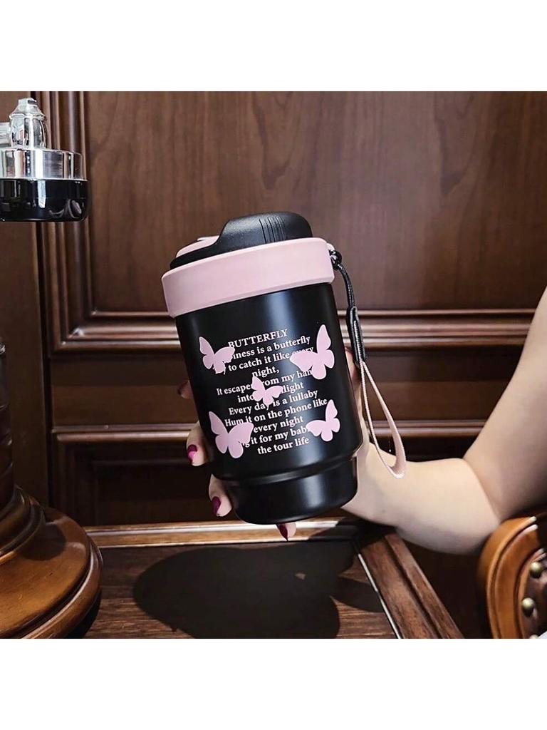 Cestovní hrnek na kávu, Odolný proti rozlití a úniku, Nerezová termoska s víčkem, Opakovaně použitelný, Vhodný pro horké i studené