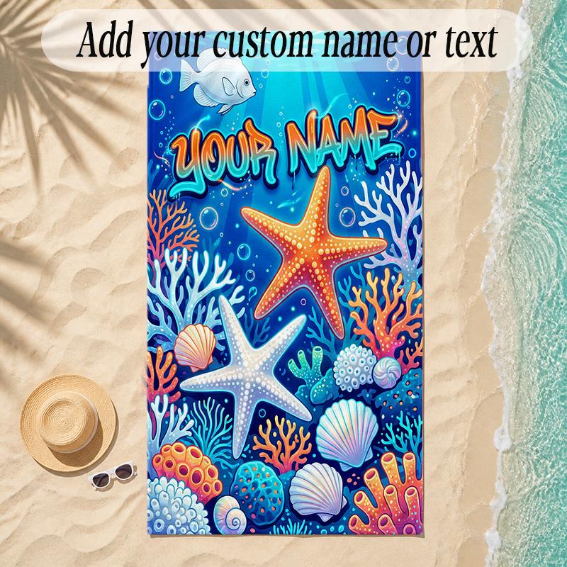 Zeemeermin Thema Zachte Strandhanddoek Gepersonaliseerd Aangepaste Naam Tekst Handdoek Draagbaar voor Strand Zwembad Reizen
