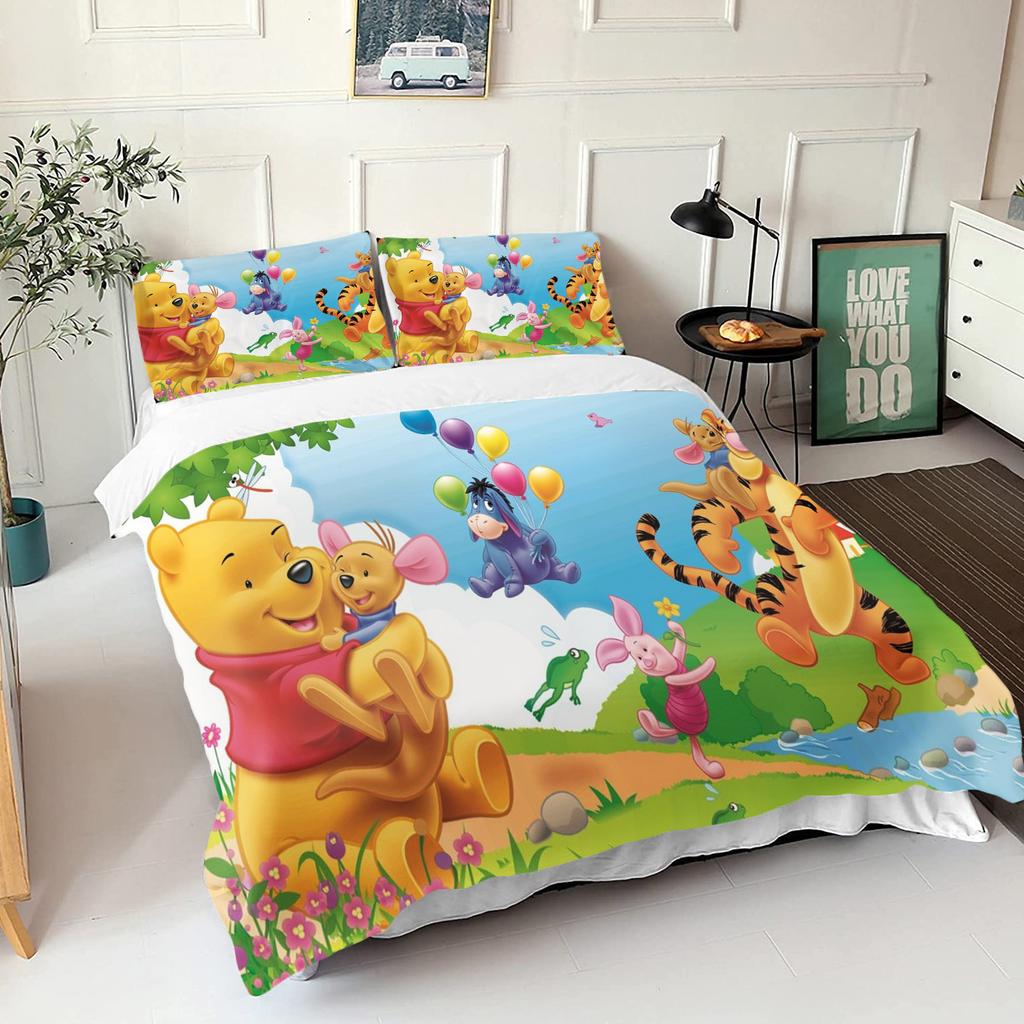 Winnie The Pooh Bear Bedding Set Duvet Cover Queen With Pillowcase 3d Children'S Bedding Set Universal Suitable For Children