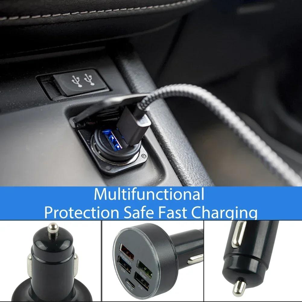 150W Fast Car Charger 4-port USB With Type-C Universal Socket Adapter Potable Auto Chargers Adapters