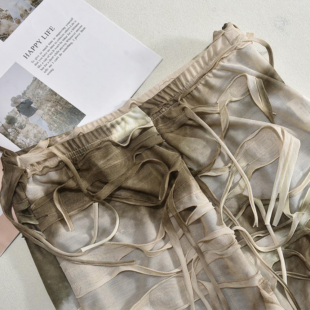 Neue Damen Herbst Tie-Dye Ausgefranste Jeans, Distressed Design Boho Streetwear Lässige Denim-Hose mit Fransen-Saum, Künstlerische Baggy-Hose