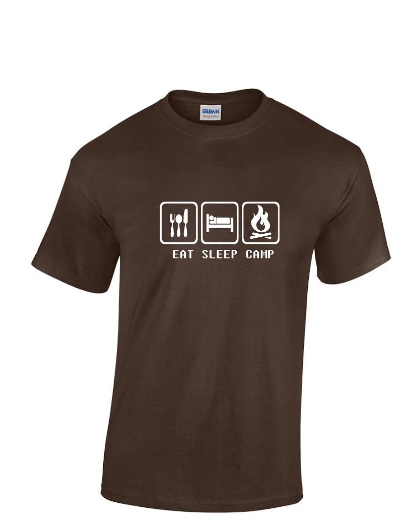 

Eat Sleep Camp T-Shirt Symbols Funny Chocolate Brown White Tee Shirt S-3XL S