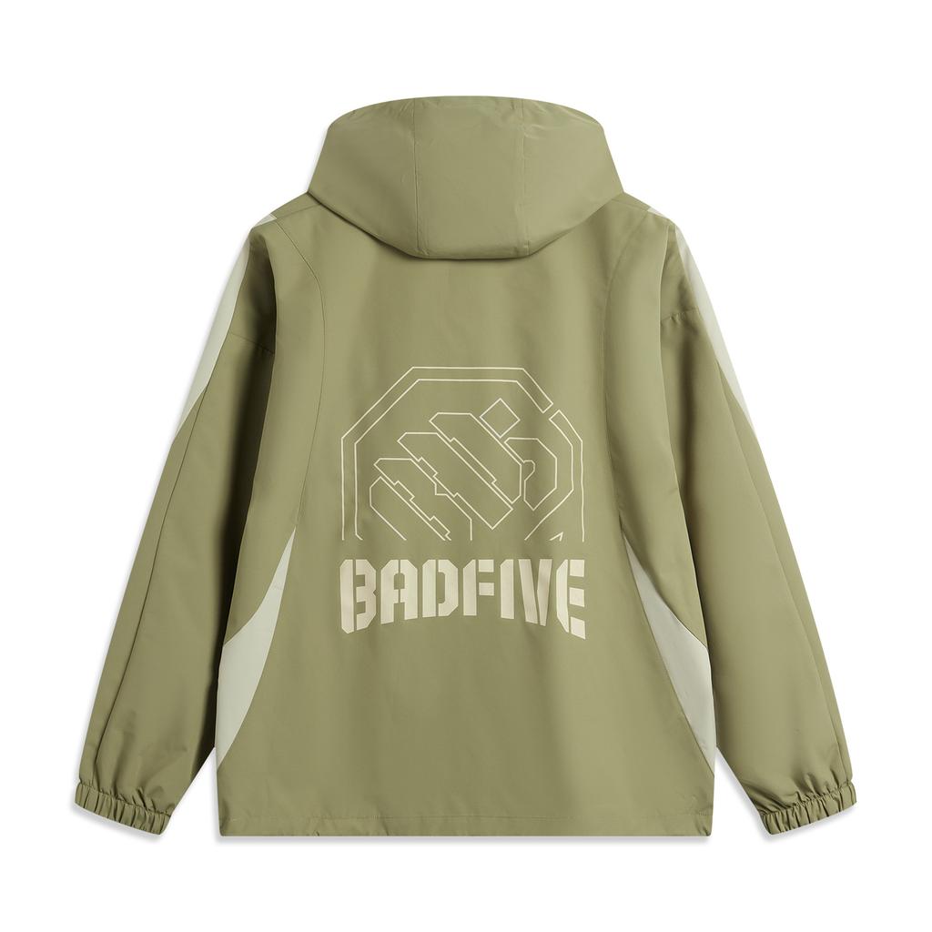 Li Ning Basketball Series Badfive Casual Comfortable Hooded Zip Jacket Men Jackets Sandalwood-Green Coastal-Gray AFDV005-6