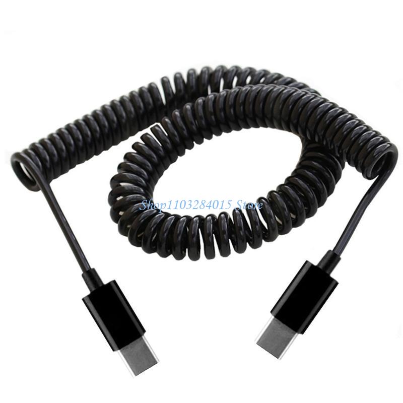 R6FF Spring Type C Male to Type C Male Charging Cable Data Cord USB2.0 480Mbps
