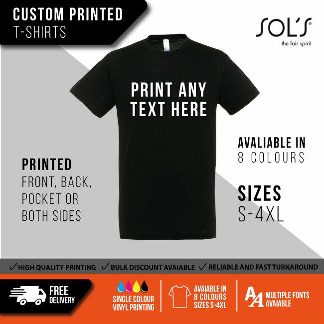 Personalised Custom Printed T Shirt Unisex Workwear Stag Hen Uniform & Clubs