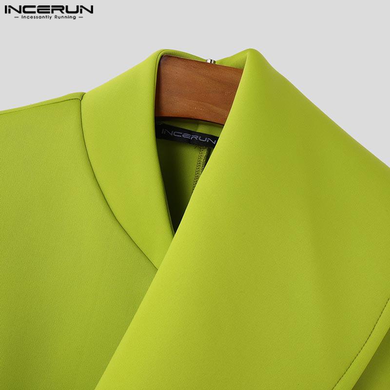 INCERUN Bărbați rever cu mâneci lungi laterale încrucișate scurte Blazer jachete casual paltoane