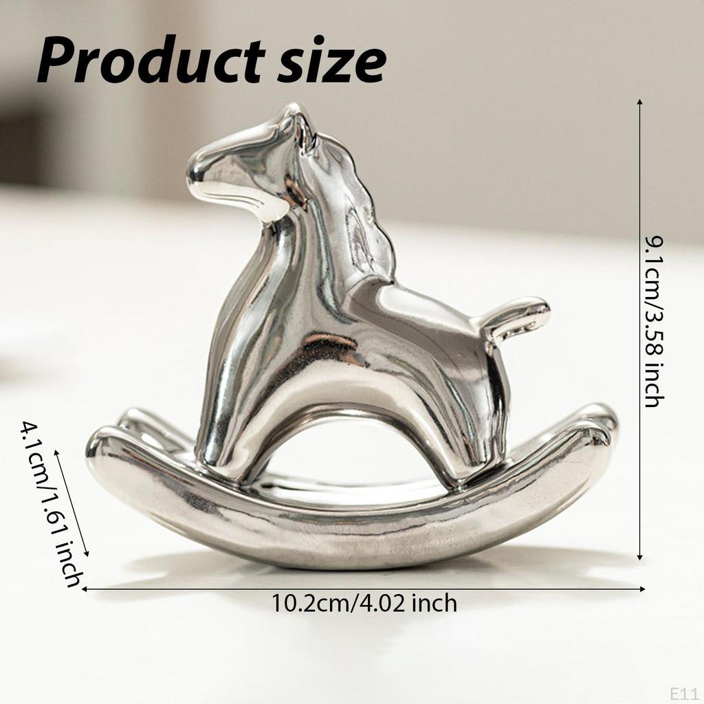 Miniature Horse Figurine Animal Sculpture Ceramic Tea Pet Rocking Statue for Living Room