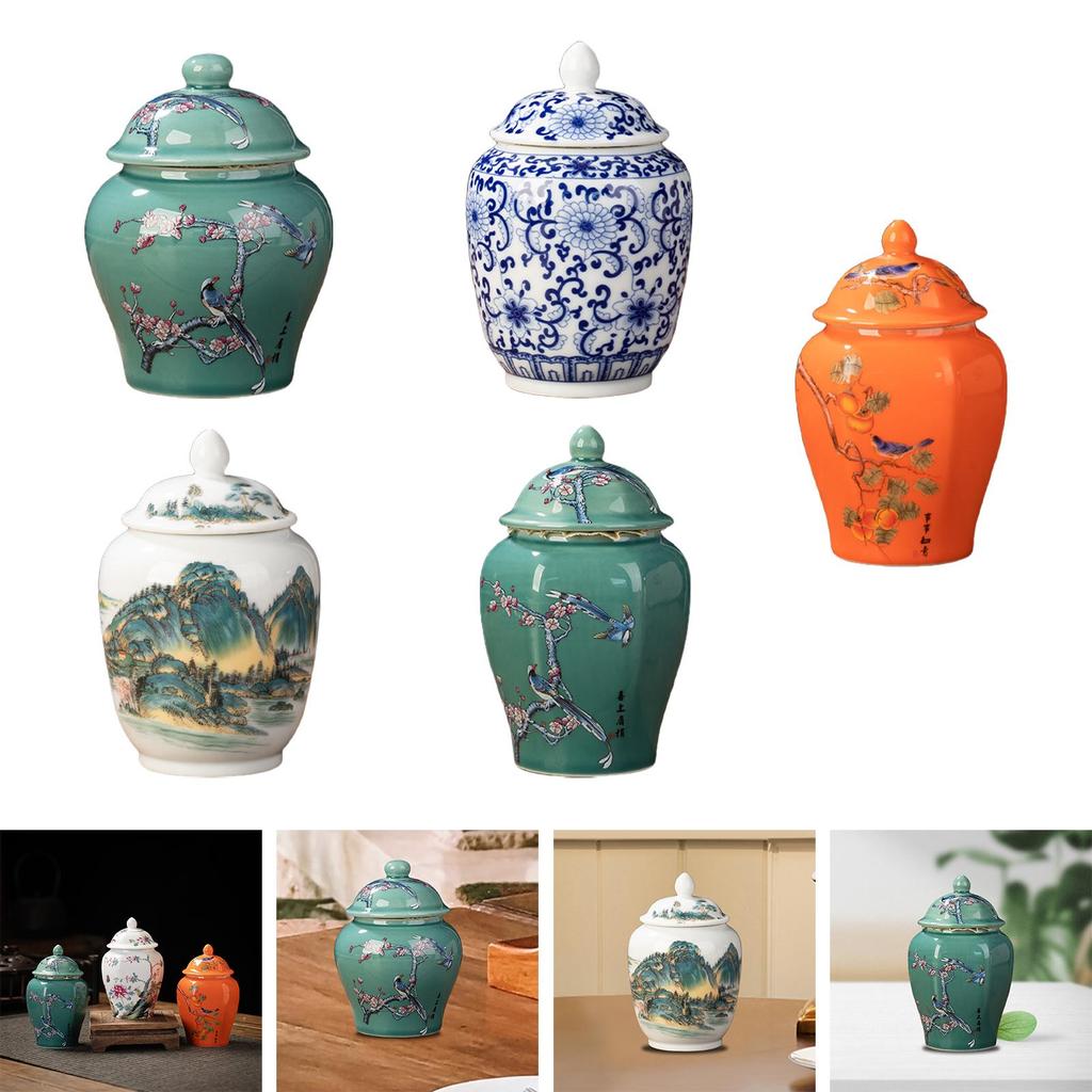 Ceramic Ginger Jar Asian Ginger Pot Vase for Wedding Table Decoration