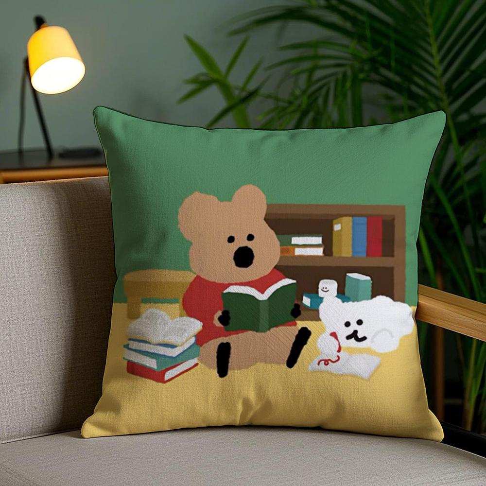 Cartoon D-Dinotaengs Cute Cushion Cover Soft Short Plush Double-Sided Printing Home Decor Machine Washable Pillow Case Gift