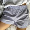 Lady Loose Shorts Women Summer Striped Print High Elastic Waist Retro Above Knee Length Casual Sport Homewear Short Pants High-Waisted